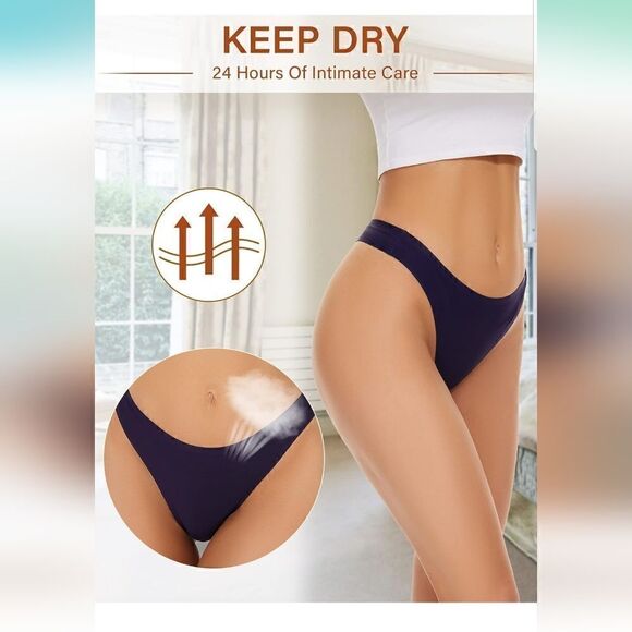 Seamless Thongs for Women No Show Thongs Nylon Stretch Thong Panti - Picture 12 of 16